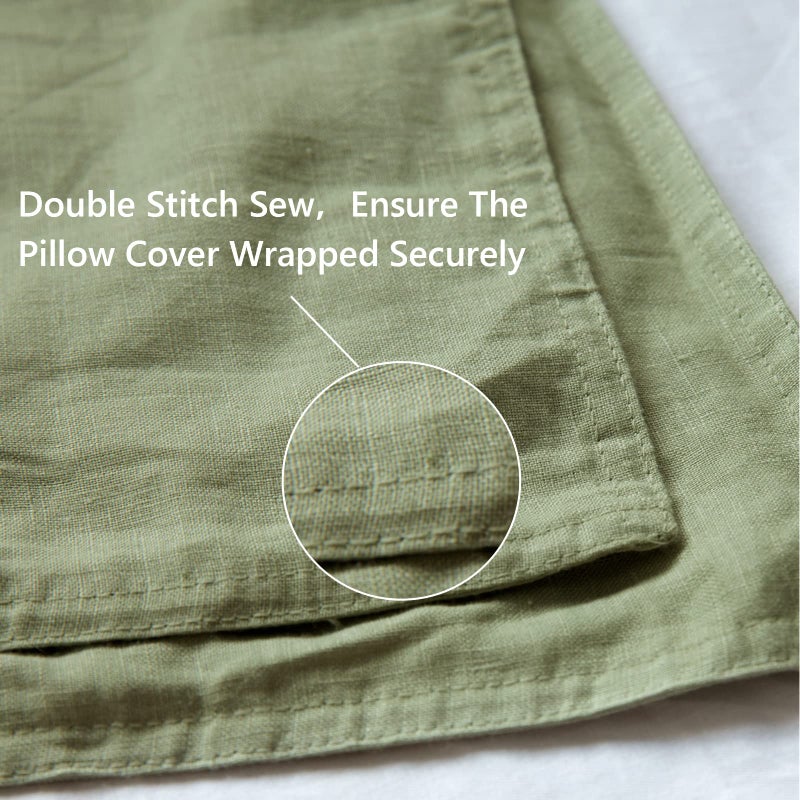 Simple&Opulence 100% Linen Pillowcases Basic Style Solid Color Set of 2  King Size Stone Washed Flax Pillow Cover Envelope Closure (20''x40''  Sage Green) - Image 4